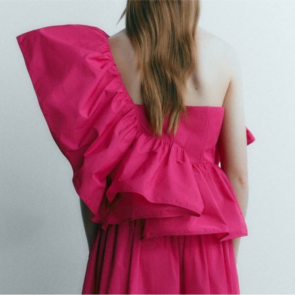 Zara Pink Ruffled Blouse - Picture 6 of 7